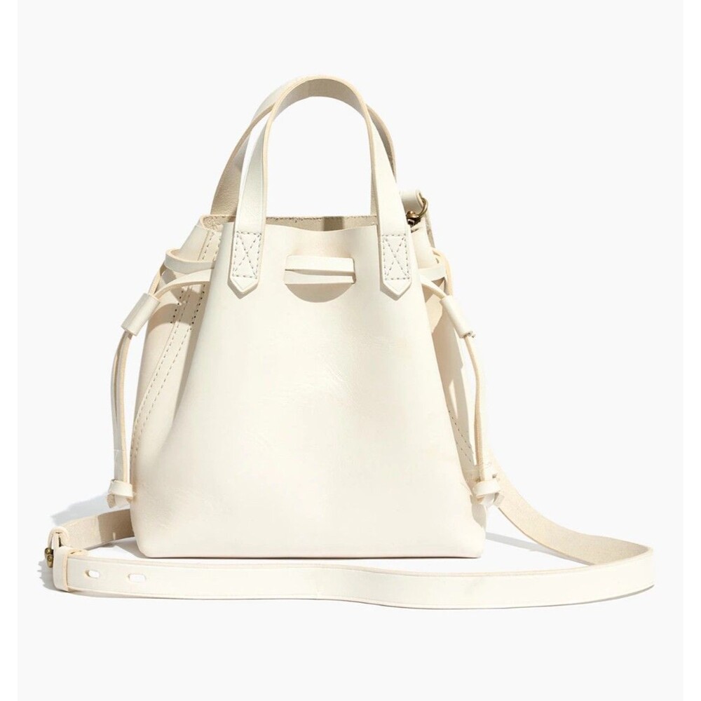 Madewell Transport Bucket Bag Ivory Drawstring Cream Leather The Small (Y08)
